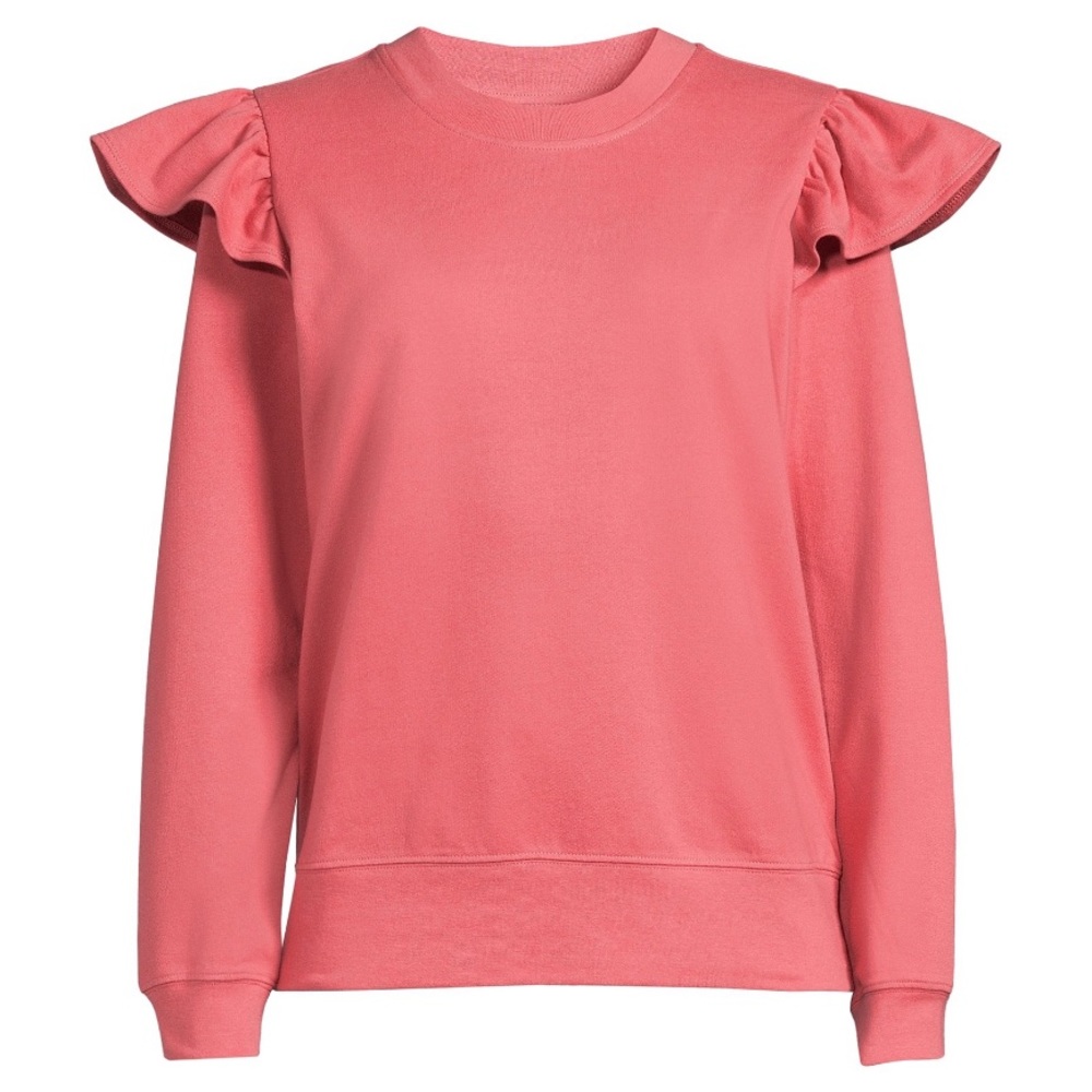 Flutter Sleeve Crew Neck Sweatshirt Salmon Coral Simply Stylish-Tru…